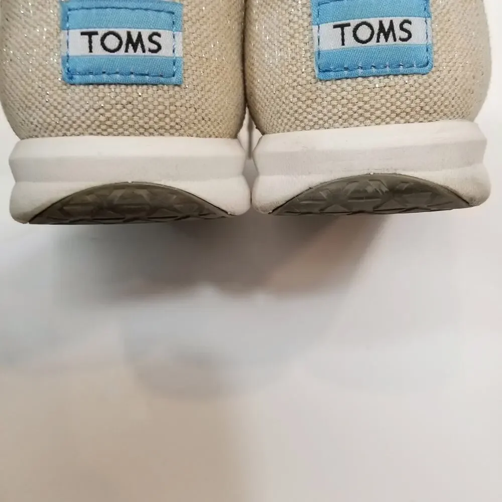 TOMS Women's Cream Canvas Lace Up Sneakers Size 8.5